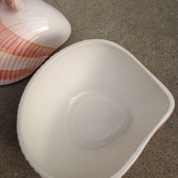Fitz & Floyd Vanity Ceramic Box + Lid Peach Pink Mollusk Shell Coquille - Picture 8 of 16